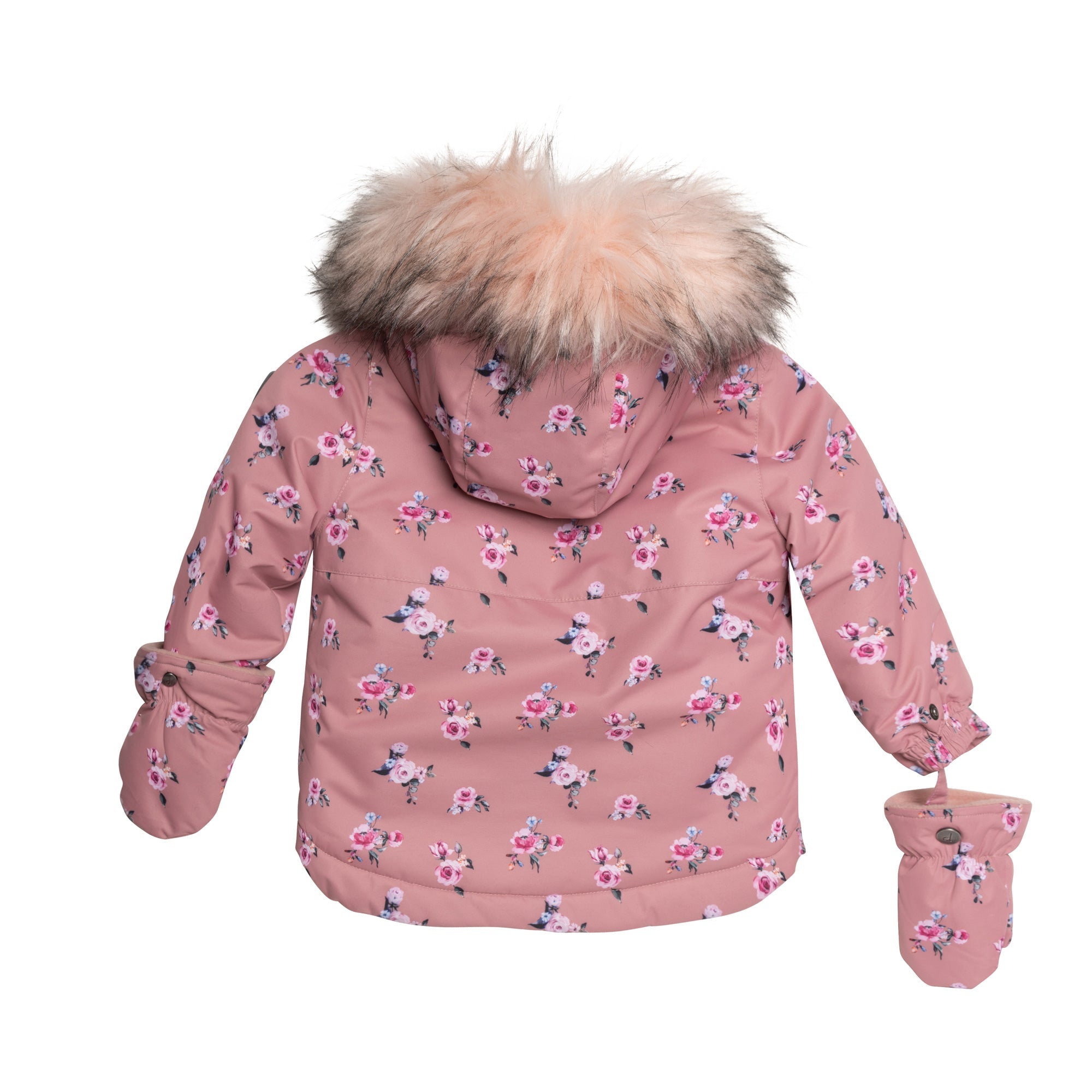 Printed Mini Roses Two Piece Snowsuit With Solid Pant Dusty Rose E10C502_010