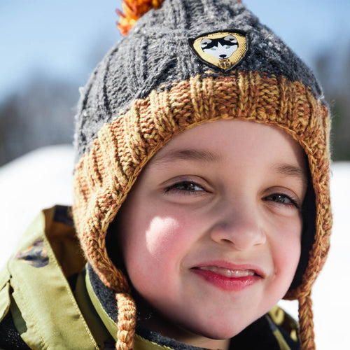 Earflap Knit Hat Grey And Yellow E10ZQ02_000