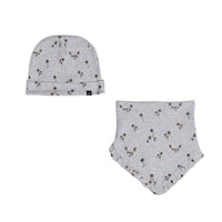 Organic Cotton Hat And Bib Set Printed Small Flowers E20A19_056