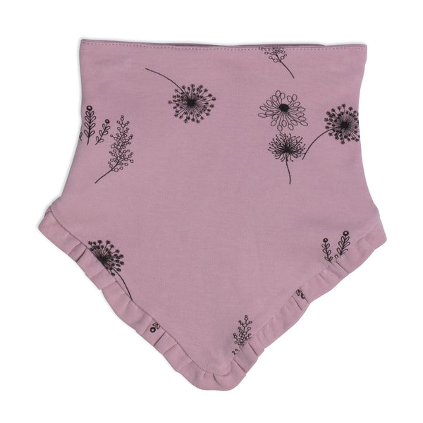 Organic Cotton Hat And Bib Set Printed Flowers Dusty Purple E20B19_055