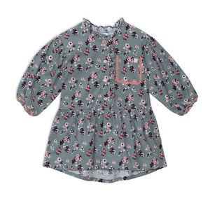 Baby Corduroy Long Sleeve Tunic Printed Flowers E20I76_037