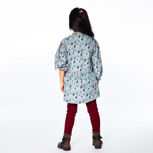 Baby Corduroy Long Sleeve Tunic Printed Flowers E20I76_037