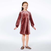 Long Sleeve Dress With Frill Dusty Mauve E20O93_696