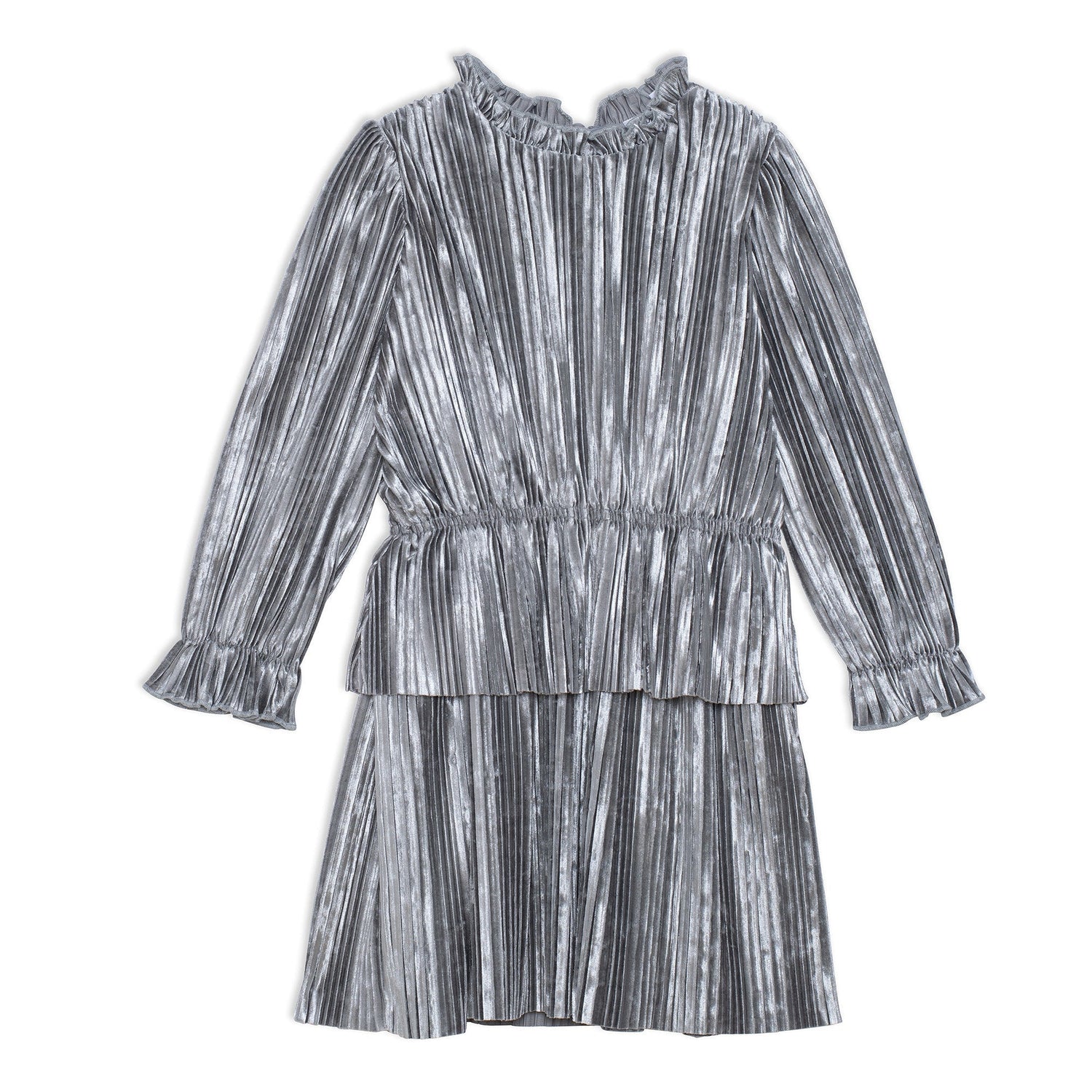 Long Sleeve Crinkle Dress Silver Grey E20O94_981