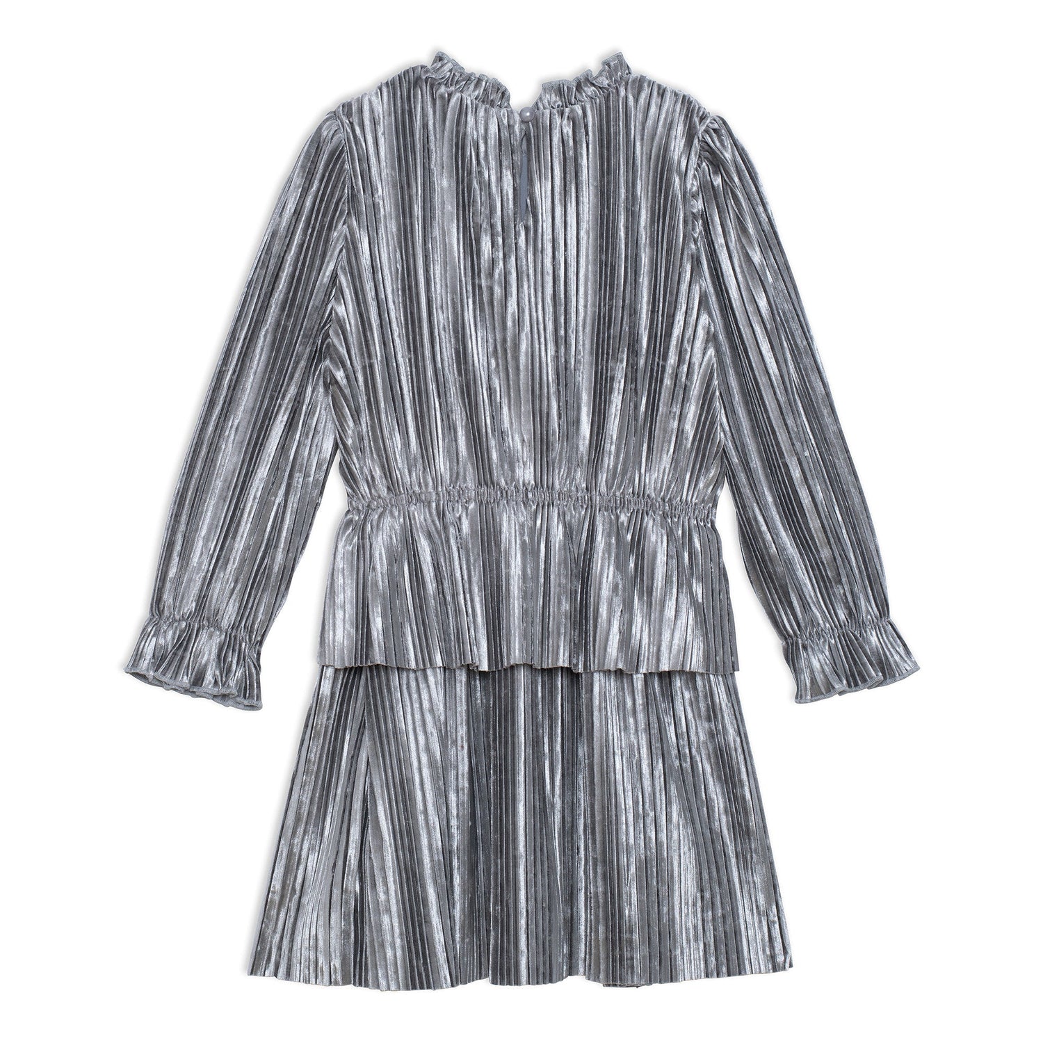 Long Sleeve Crinkle Dress Silver Grey E20O94_981