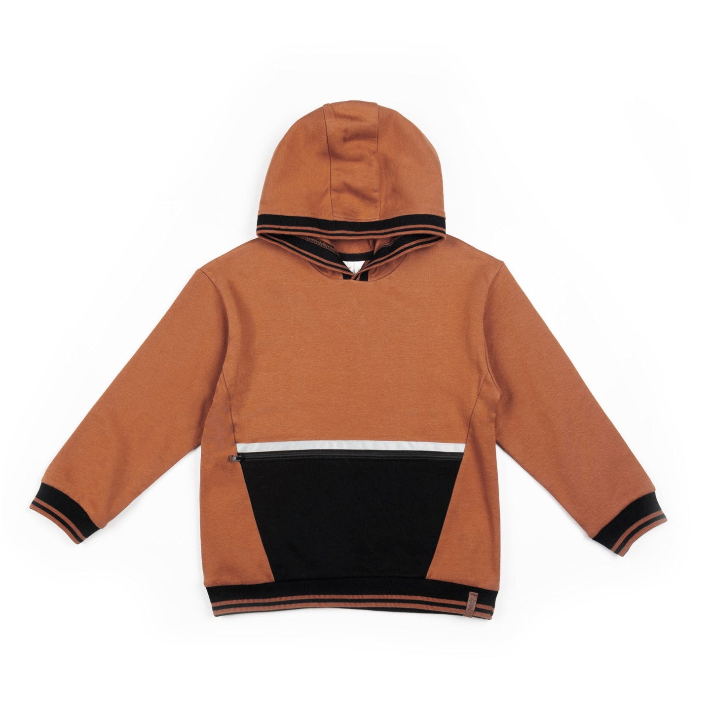 Hooded Fleece Top With Zipper Pocket Brown And Black Sweaters, Cardigans & Vests Deux par Deux 