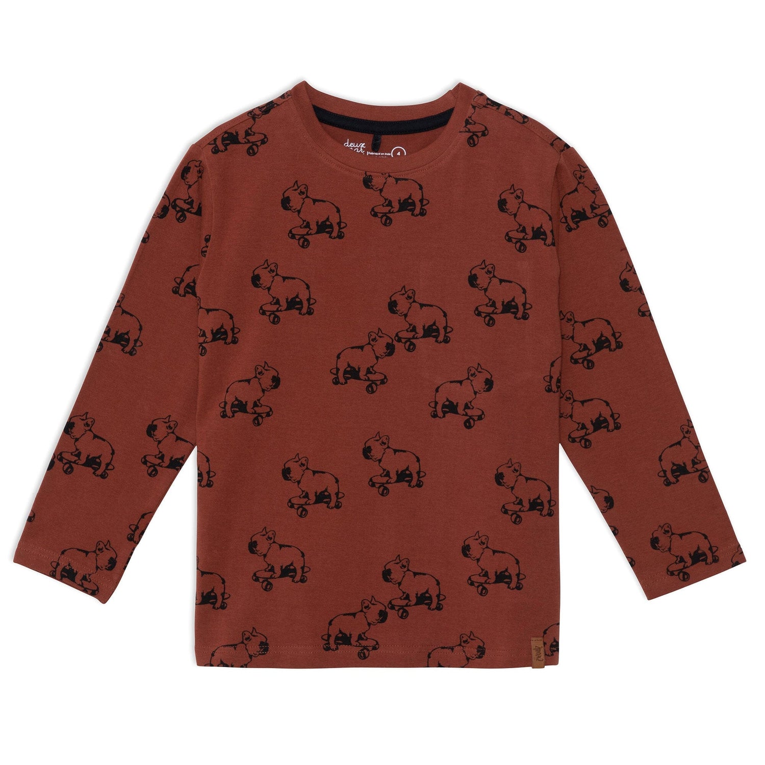 Long Sleeve Jersey Printed Top With Dogs Tees & Tops Deux par Deux 