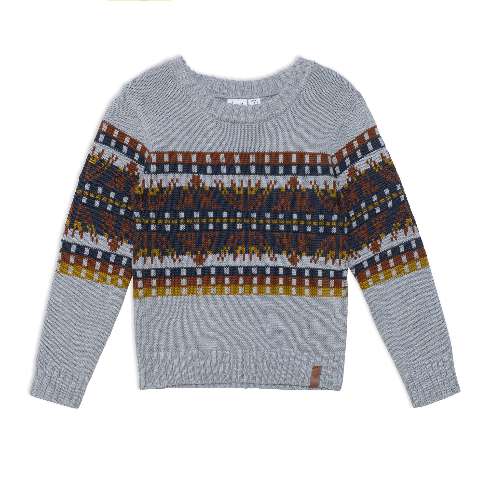 Jacquard Knitted Sweater Top Grey, Blue And Yellow E20UT76_195