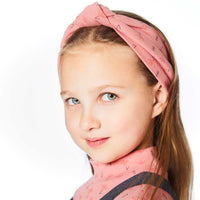 Knotted Rib Headband Peach Pink With Printed Flowers E20YGHB_065