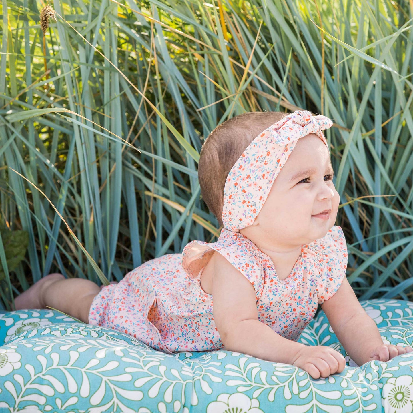 Organic Cotton Printed Romper Pink Little Flowers - E30A40_059
