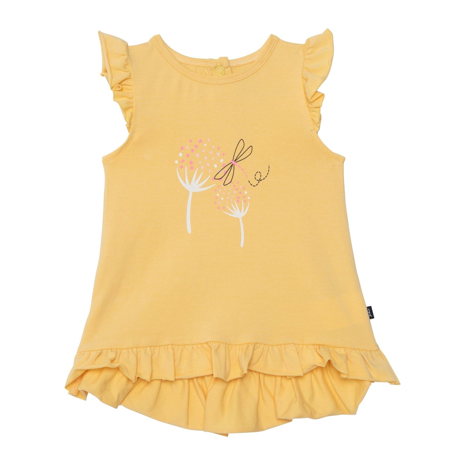 Organic Cotton Printed Top & Leggings Set Yellow & White Dandelion - E30B13_227