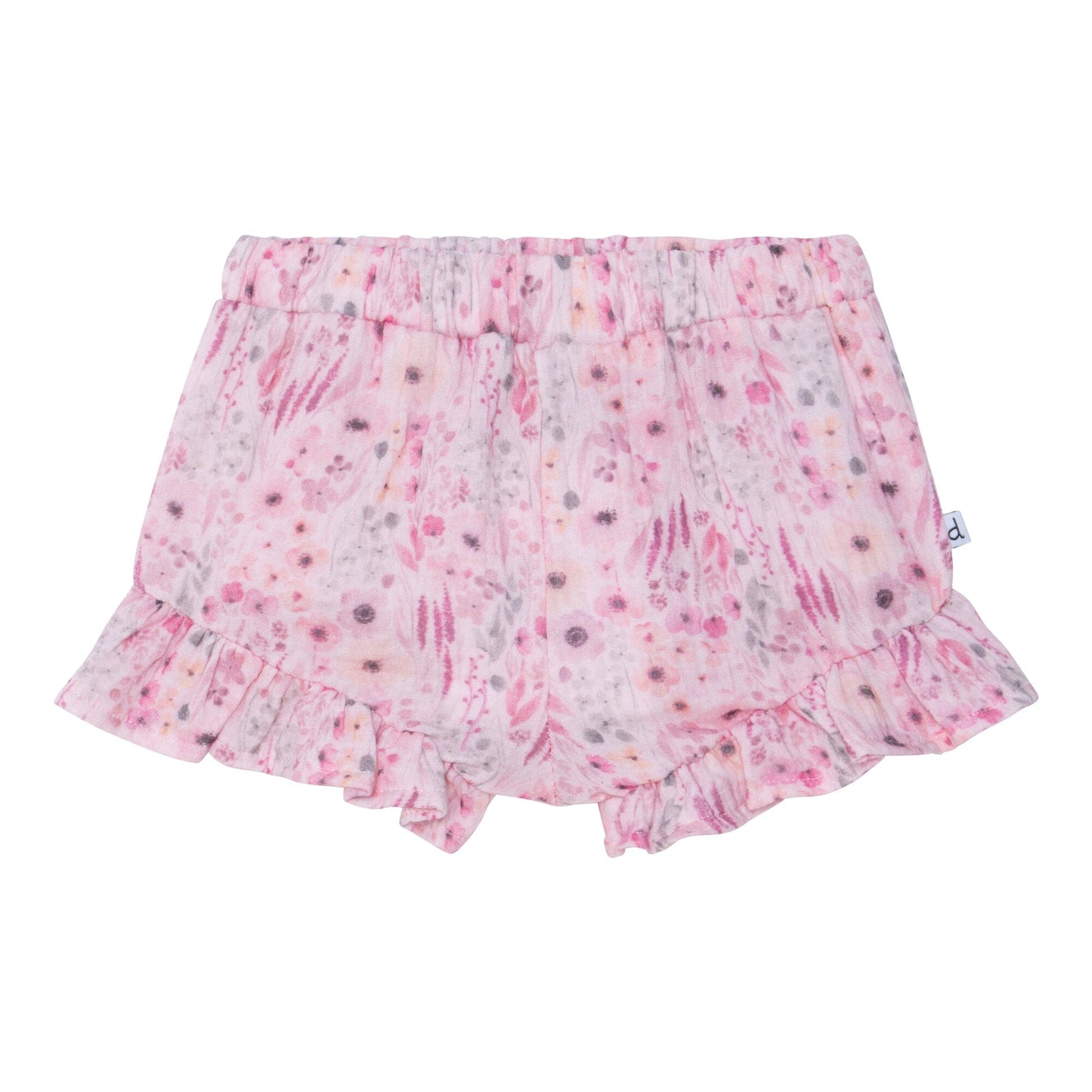 Printed Short With Frill Pink Watercolor Flowers - E30E25_042