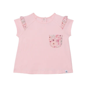 Organic Cotton Raglan Short Sleeve Top Light Pink - E30E70_524