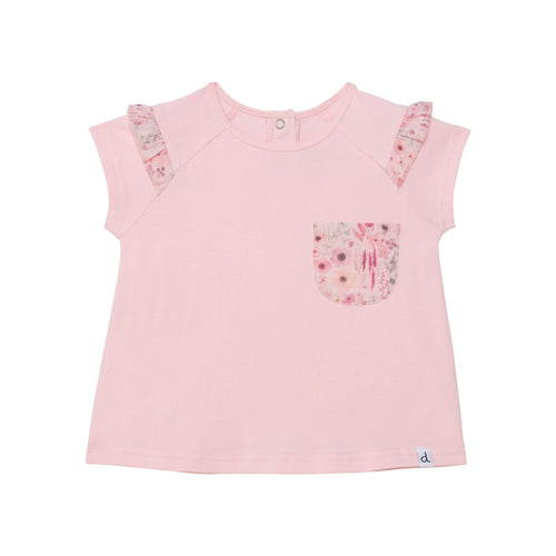 Organic Cotton Raglan Short Sleeve Top Light Pink - E30E70_524