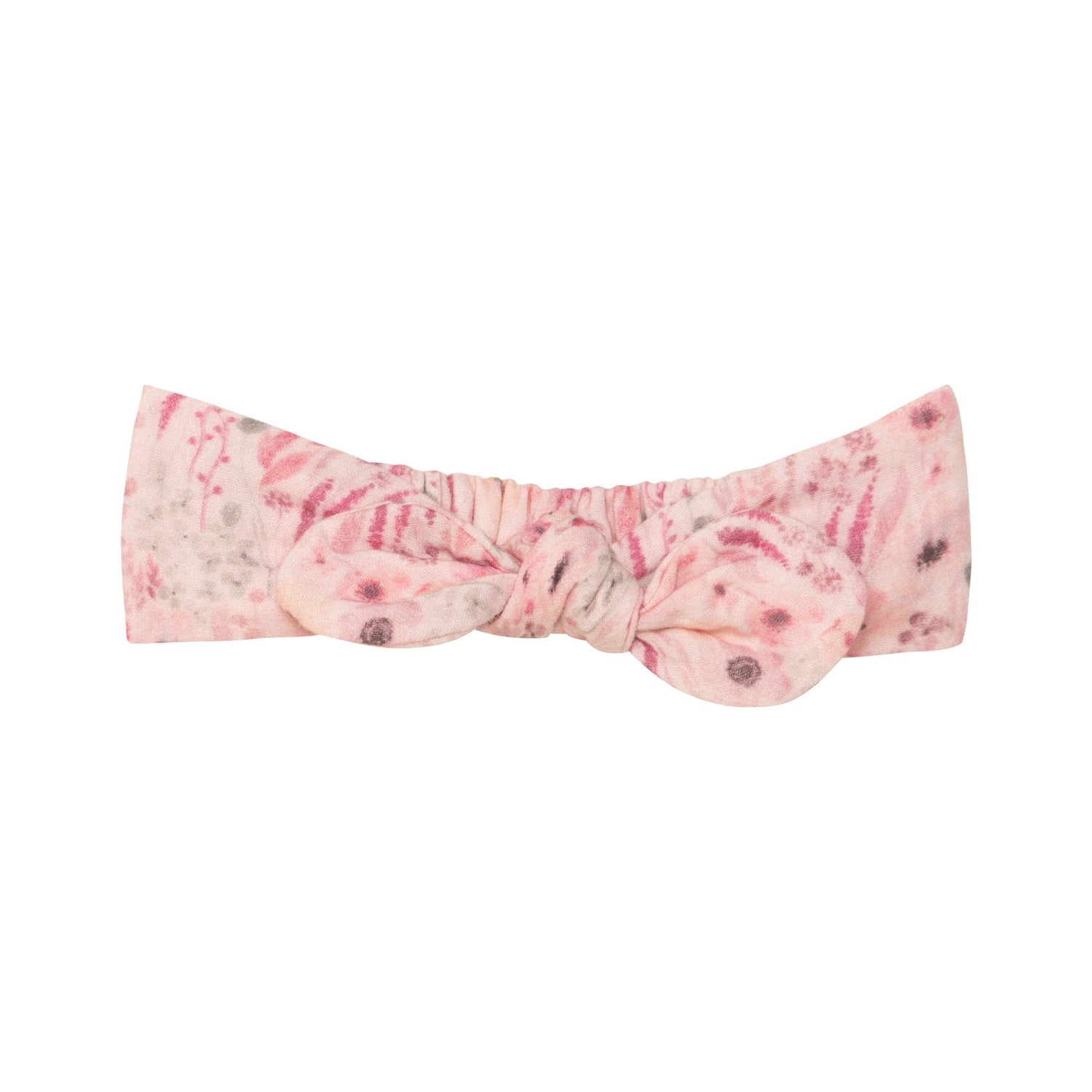 Printed Knotted Headband Pink Watercolor Flowers - E30EHB_042