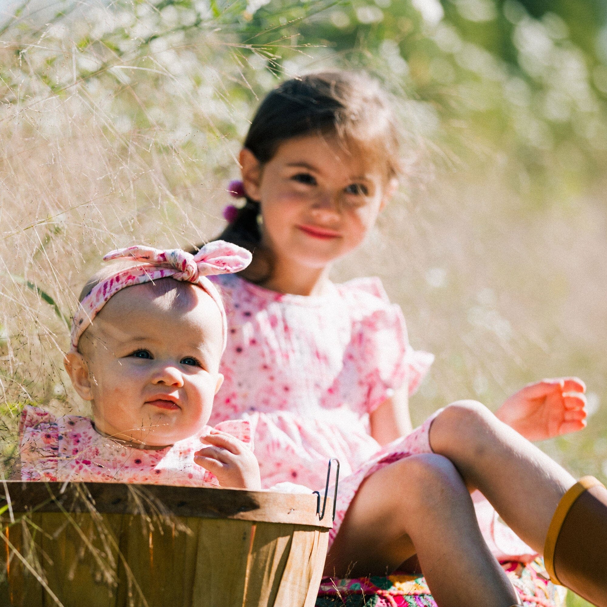 Printed Knotted Headband Pink Watercolor Flowers - E30EHB_042