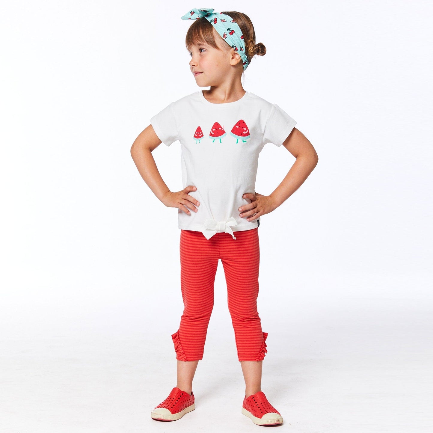 Organic Cotton Short Sleeve Top With Bow Off White - E30F70_101