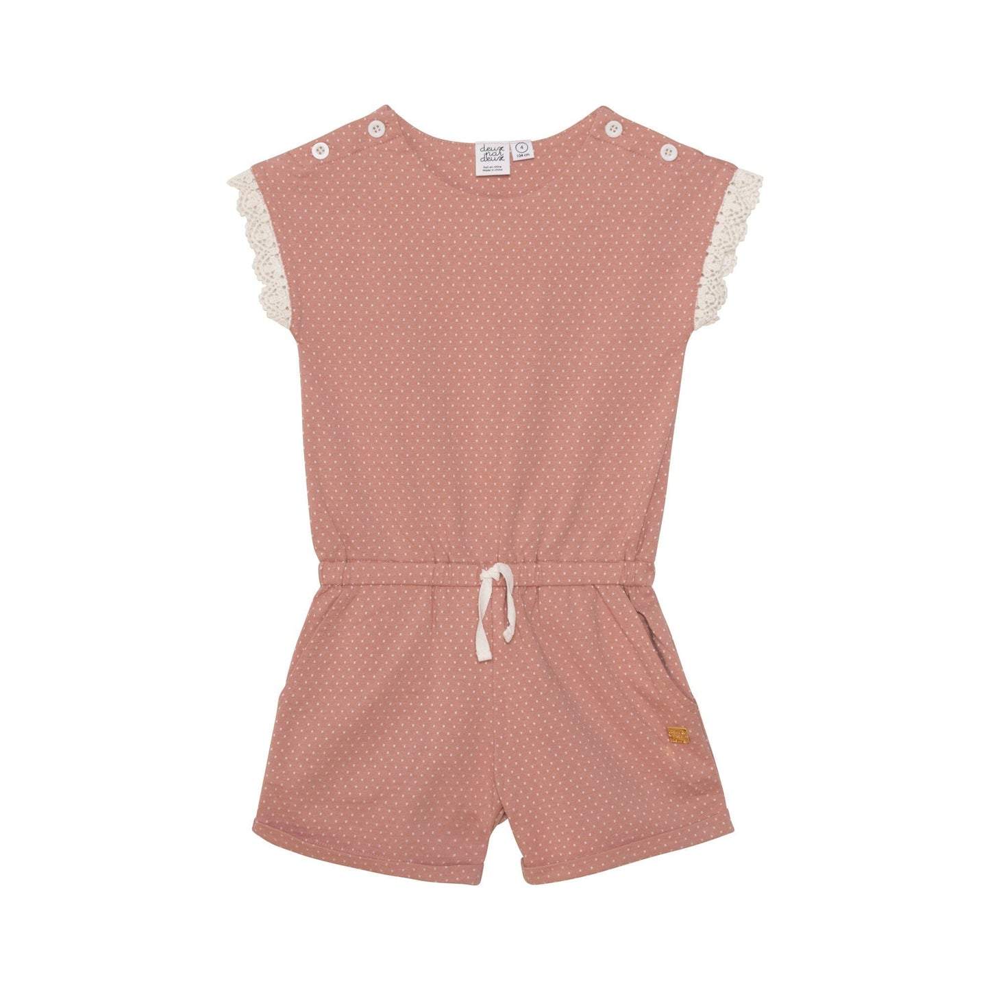 Printed Jumpsuit With Lace Dusty Pink Polka Dots - E30H41_000