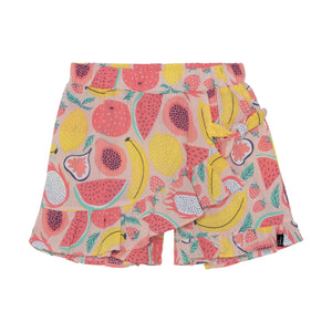 Printed Skort With Frill Coral Fruits - E30I80_057
