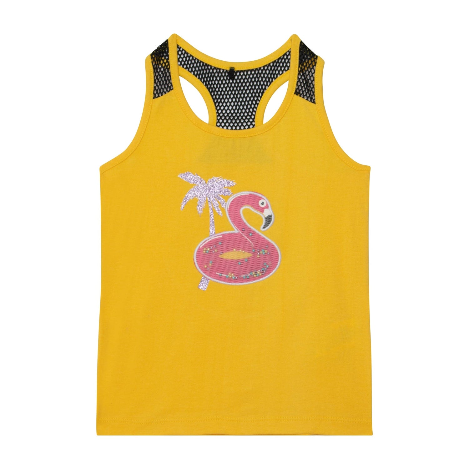 T-Back Tank Top With Mesh Yellow - E30J71_214