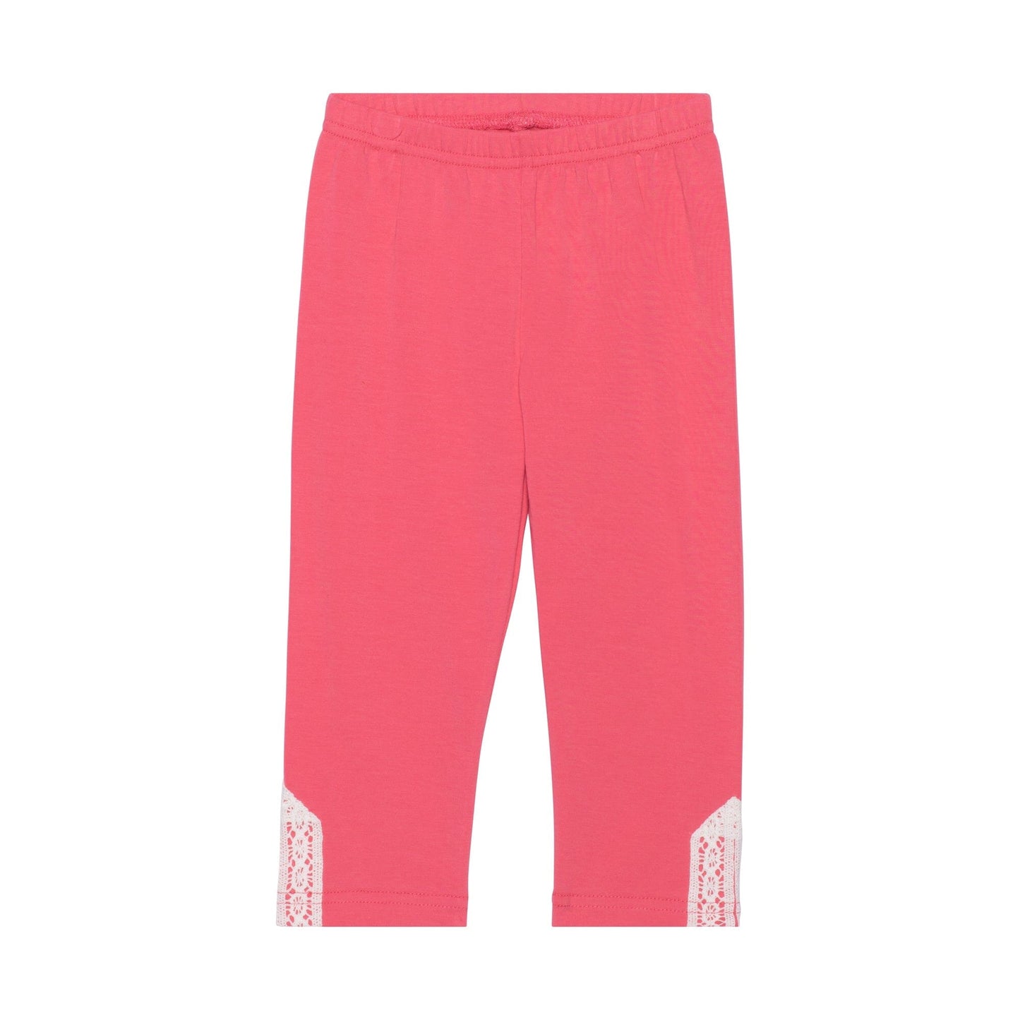 Organic Cotton Capri Legging With Crochet Coral Pink - E30K60_656