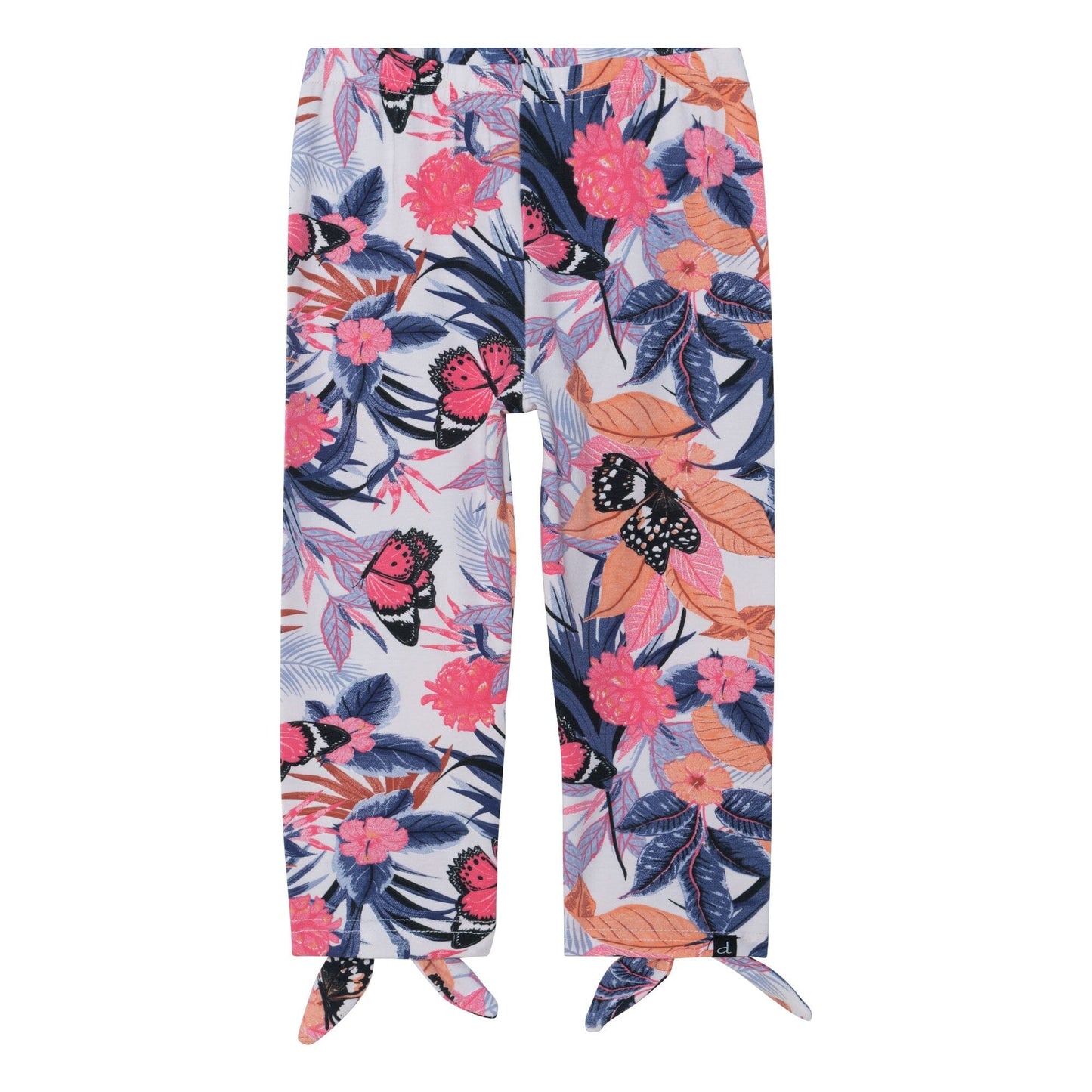 Organic Cotton Printed Legging With Knotted Hem Pink & Blue Butterfly - E30K61_054