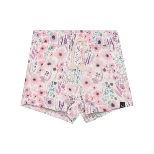 Printed Short With Pocket Pink Watercolor Flowers - E30M26_075