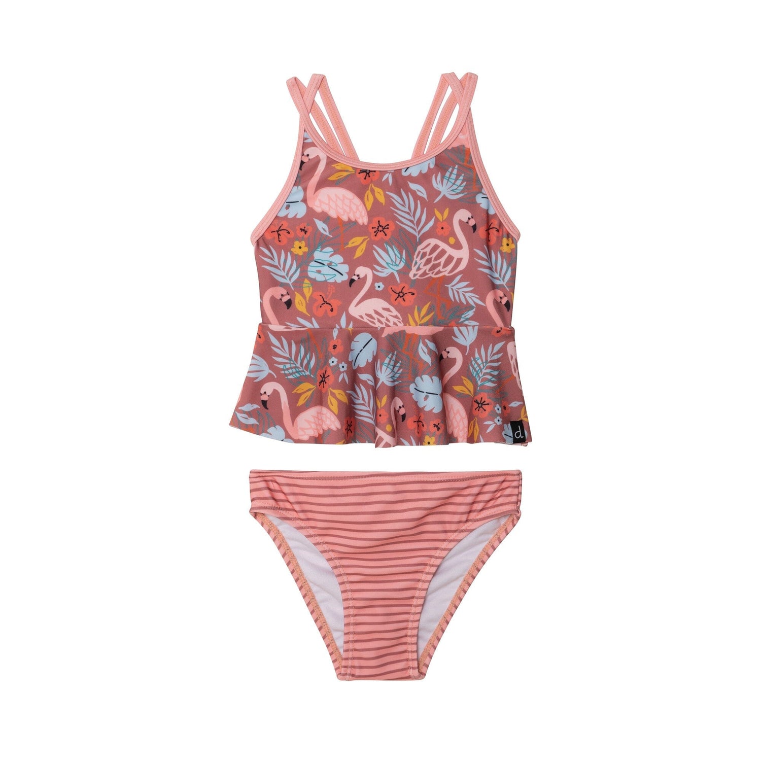 Printed Two Piece Swimsuit Cinnamon Pink Flamingos - E30NG40_000