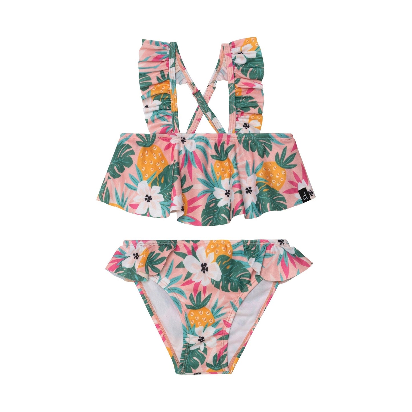 Printed Two Piece Swimsuit Light Pink Tropical Flowers - E30NG52_000