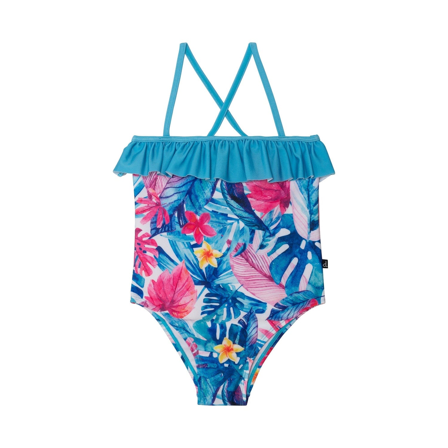Printed One Piece Swimsuit Blue Tropical - E30NG71_000