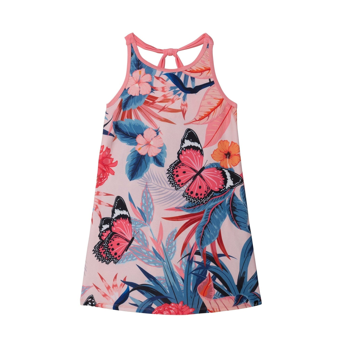 Printed Beach Dress Pink & Blue Butterflies - E30NG89_000