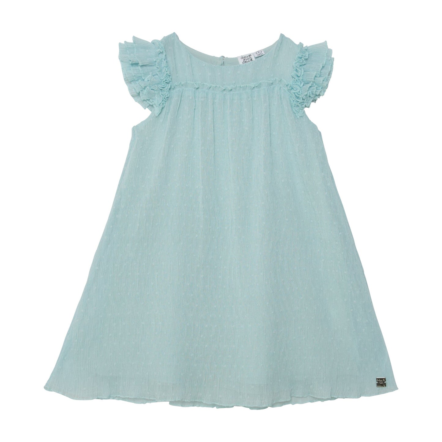 Short Sleeve Dress With Frill Light Turquoise - E30O94_434