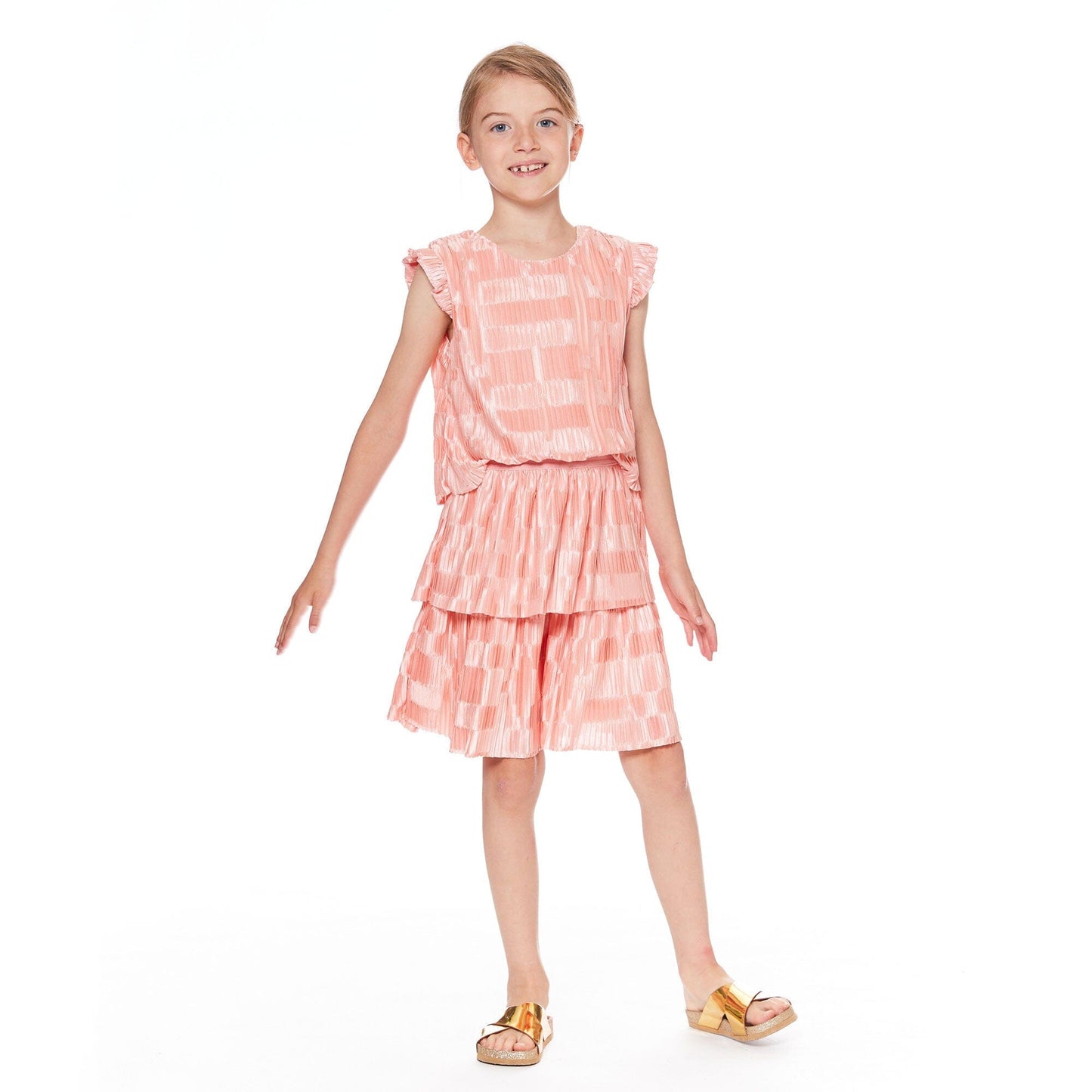 Short Sleeve Layered Dress Silver Pink - E30O96_635