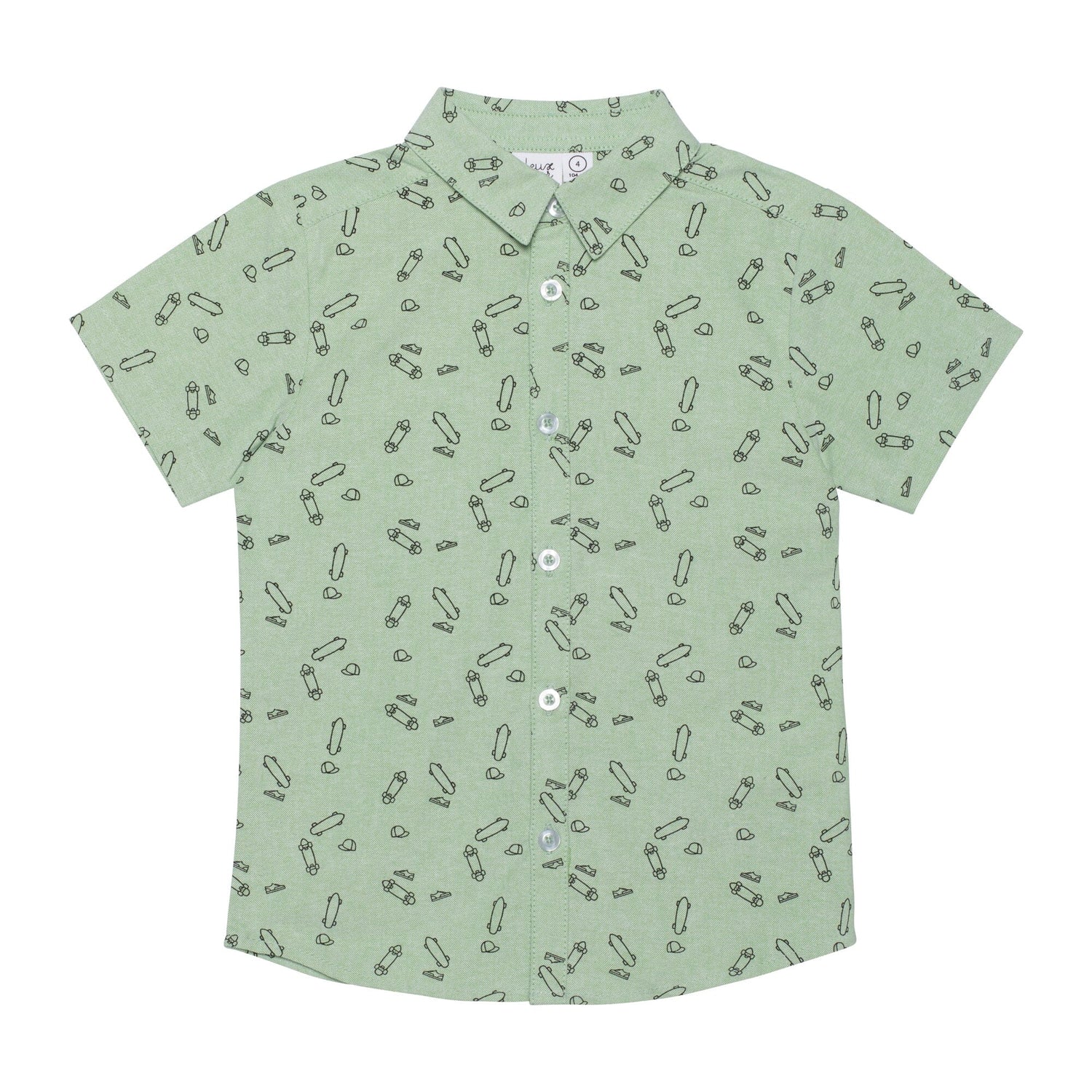 Printed Cotton Shirt Soft Green Skateboards - E30U16_095