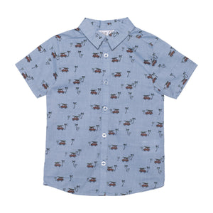 Printed Cotton Shirt Blue Trucks - E30U16_096