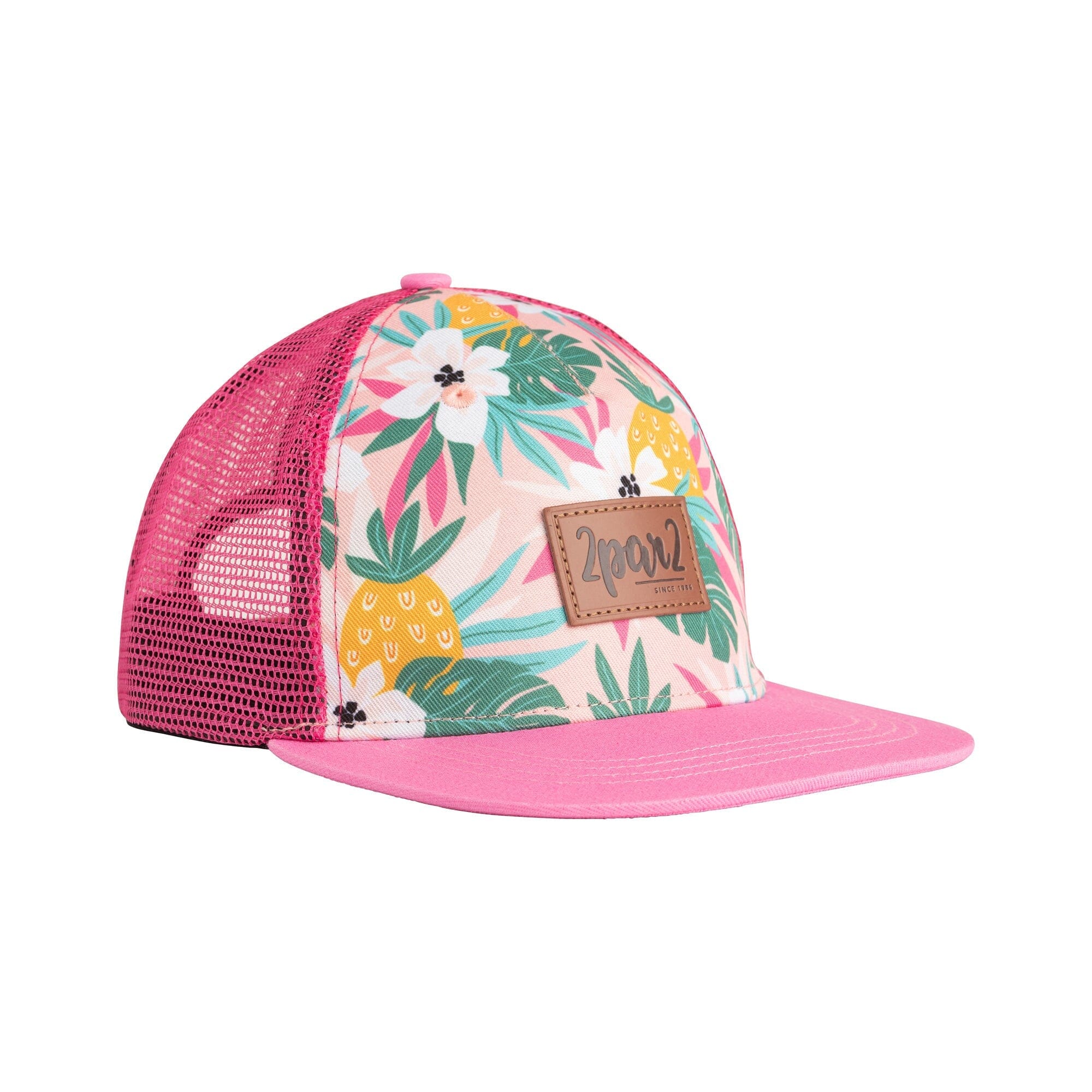 Printed Cap Pink Tropical Flowers - E30VC5_067
