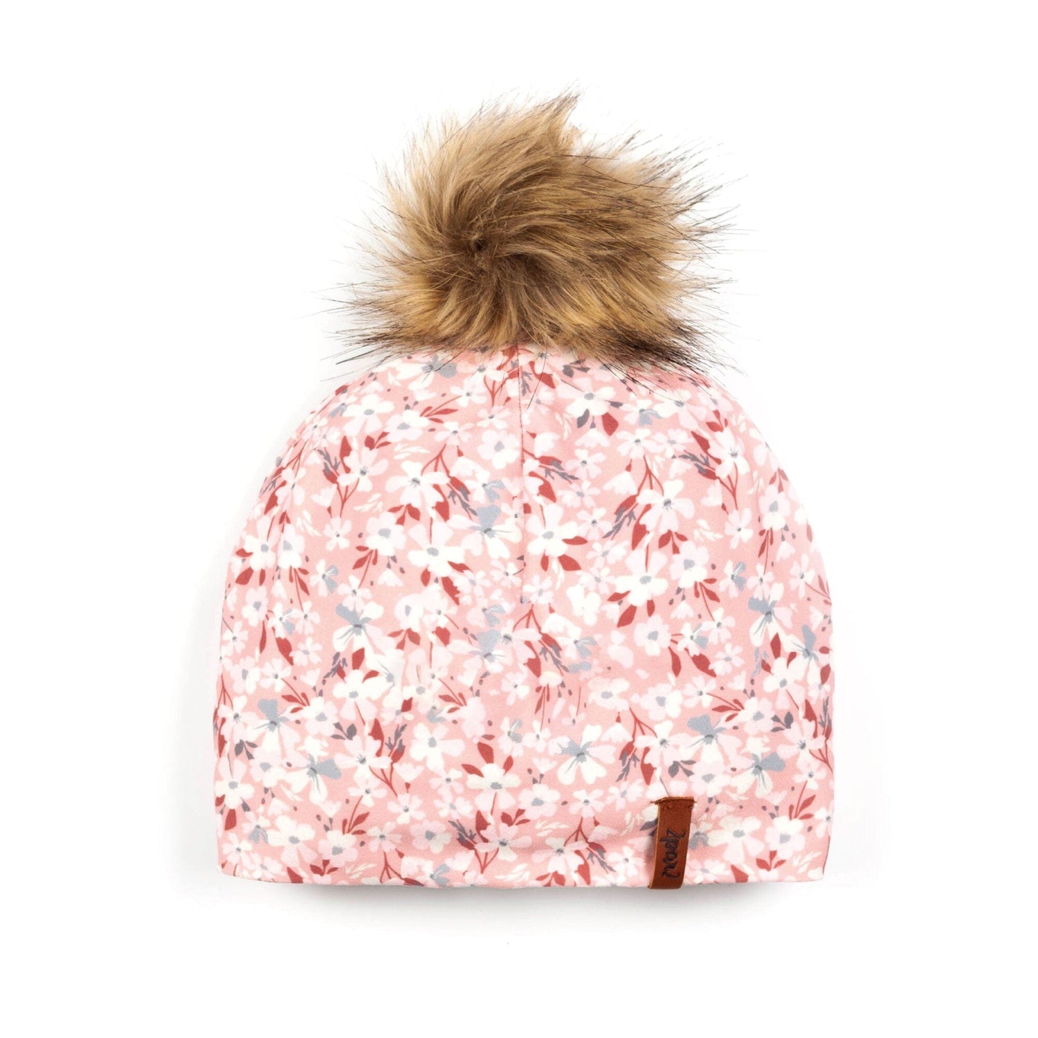 Printed Detachable Pompom Hat Dusty Pink Mini Flowers - E30W20_004