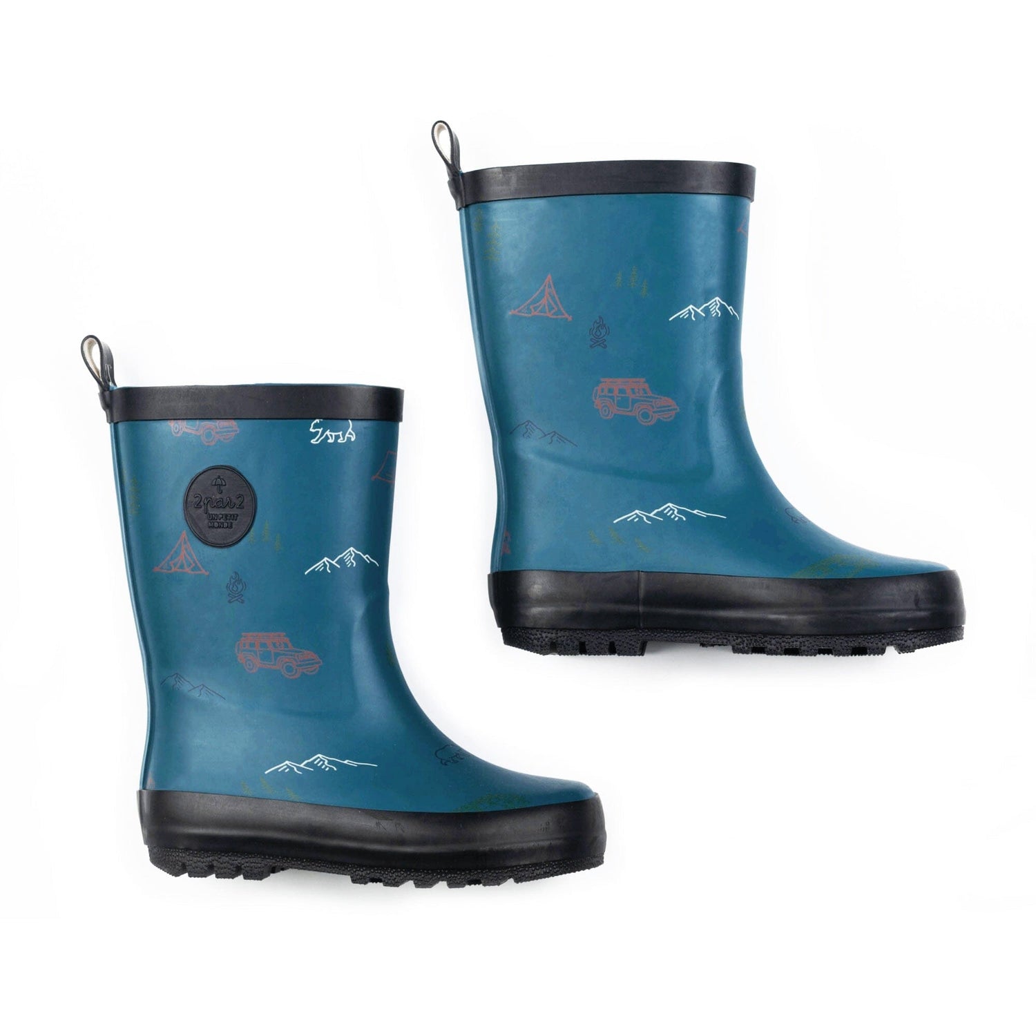 Printed Rain Boots Blue Camping - E30WB_012