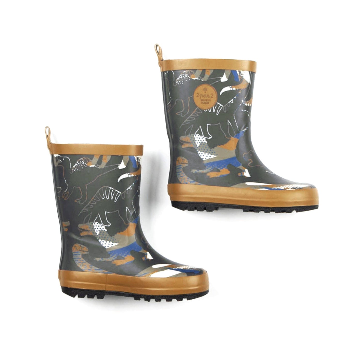 Printed Rain Boots Khaki Dinosaurs - E30WB_014