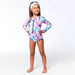 Printed One Piece Rashguard Multicolor Flowers - E30X11_088