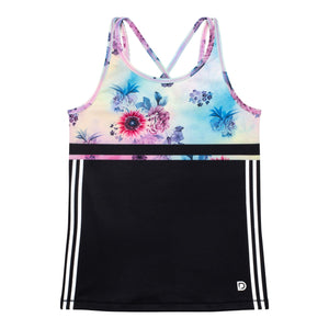 Athletic Tank Top Multicolor With Printed Flowers & Black - E30X73_088