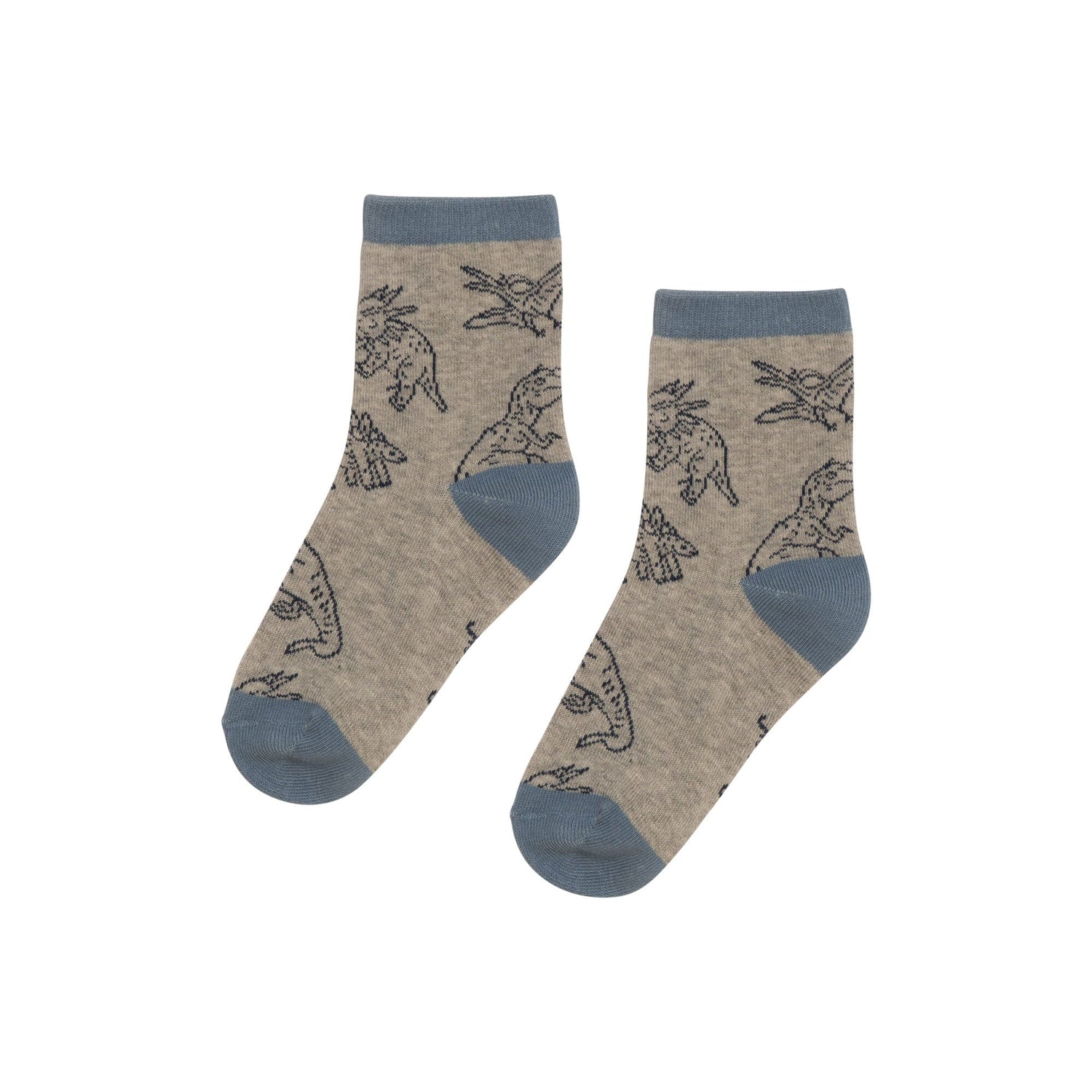 Printed Socks Light Heather Grey Dinosaurs - E30YBS_191