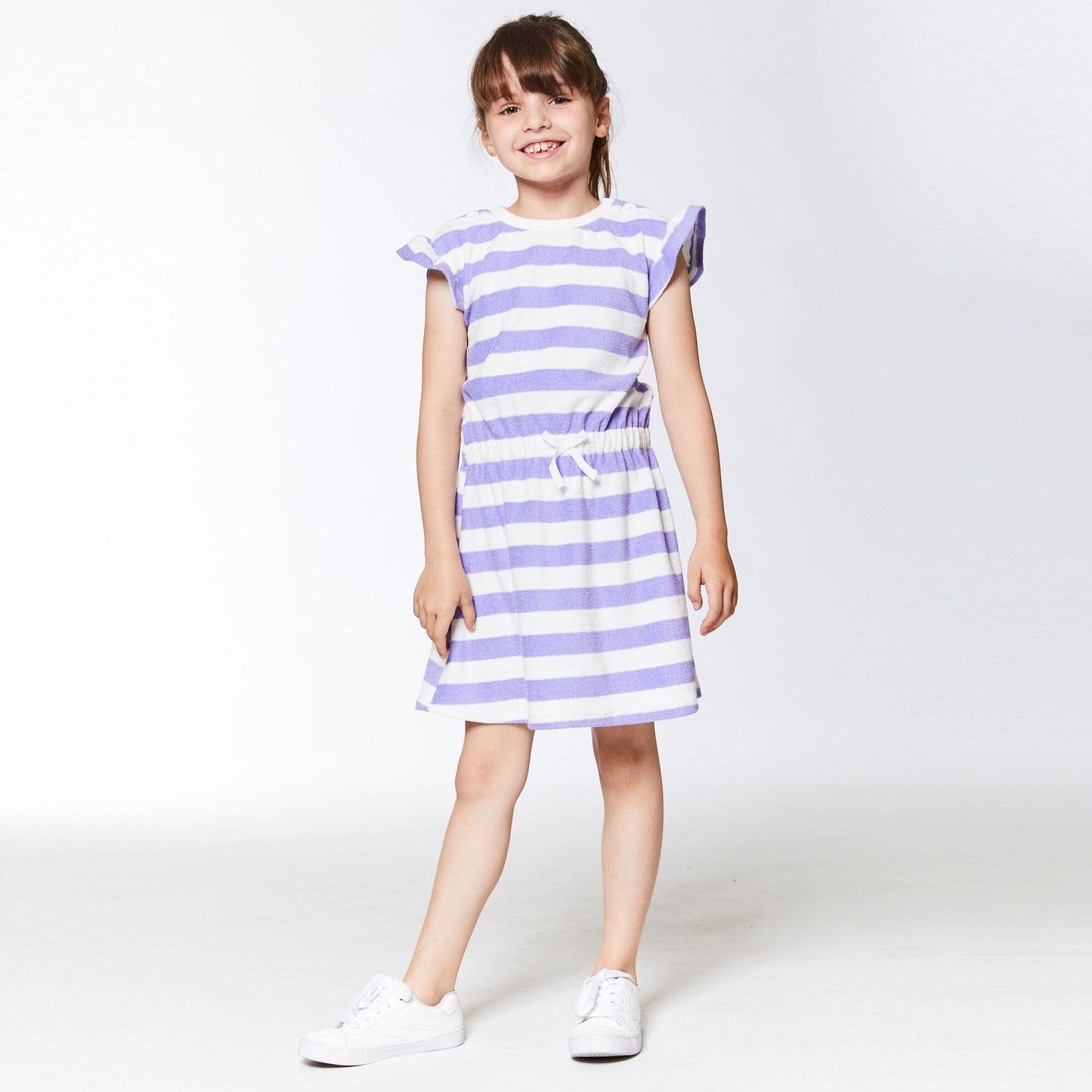 Striped Short Sleeve Dress Violet & White - E30YG91_053